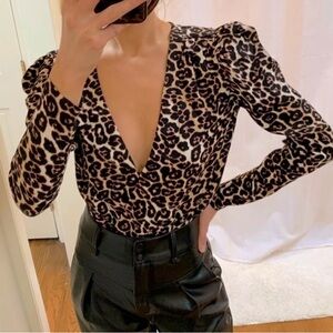 Leopard Print V-Neck Women's Top